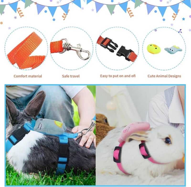 XPAPOV Set of 4 Adjustable Rabbit Harness and Leash for Small Pets, Ferret Leash with Decorations for Rabbit, Kitten, Puppy - Image 5